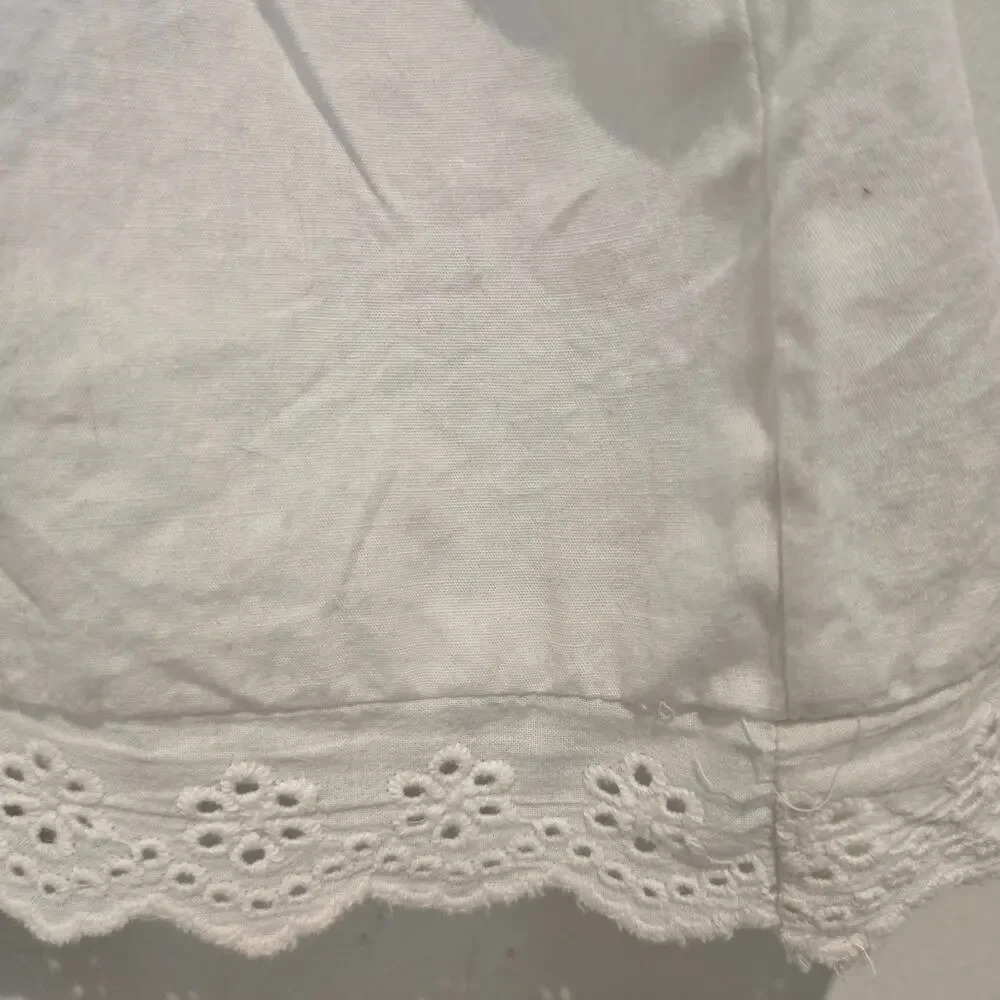 NWT River Island UK White Cotton Ruffle Eyelet Button-Up Mini Dress UK 14 US 10 - Picture 7 of 11